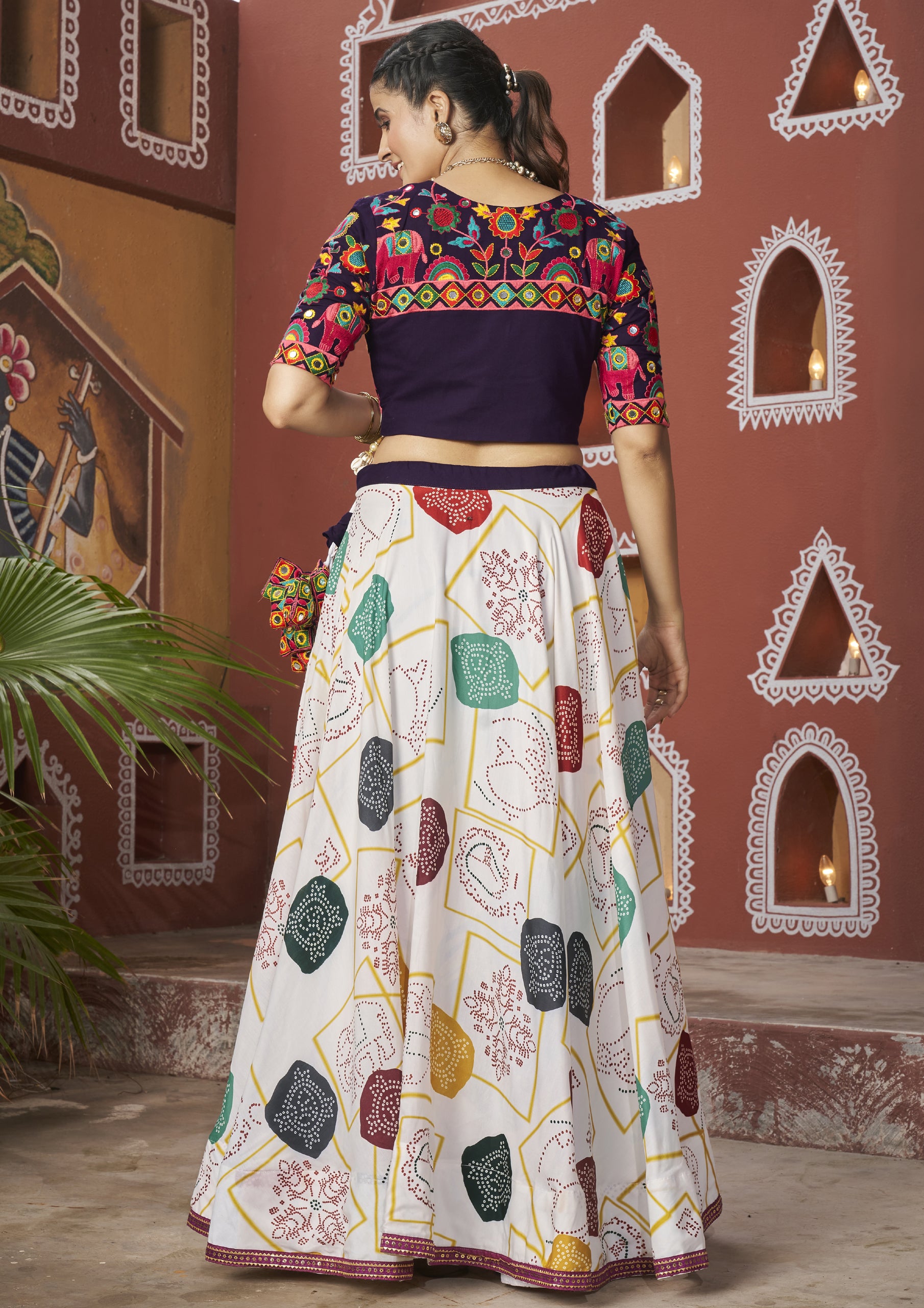 White Color Maska Silk Embroidered Navratri Lehenga With Jacket